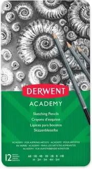 Derwent Academy Sketching Pencils Tin 6B-5H Set of 12