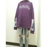 FASHION KILLA潮牌 紫色寬鬆OVERSIZE長袖帽T 重磅