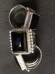 Big Tall Black Rectangle Onyx Ring Sz 15.5-17 R0717