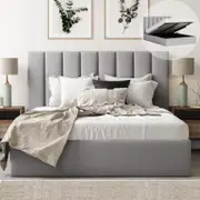 Celine Double Grey Storage Gas Lift Bed Frame