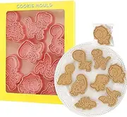 Dinosaur Cookie Cutters with Plunger Stampers Set, 3D Dinosaur Embossing Cutters for Biscuit Fondant Cheese Baking