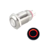 Latching Metal Push Button Switch 12mm Mounting Dia 1NO 3-6V Red LED Light
