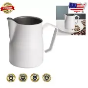 Chic White Milk Frothing Jug - 500ml Stainless Steel Pitcher for Every Barista