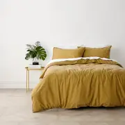 In2Linen Stonewash Quilt Cover - Mustard