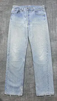在飛比找Yahoo!奇摩拍賣優惠-vintage美產李維斯501冰藍重磅牛仔褲福利拍賣