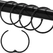 Shower Curtain Hooks, 24 Pcs Rustproof Metal Hooks With Snap Joint Design - Glide Smoothly Round Rings for Bathroom Shower Rod (Black)