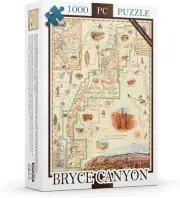 Bryce Canyon National Park Map Cardboard Jigsaw Puzzle - 1000 Pieces