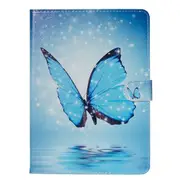 For ipad 10.5 2019 Colored Drawing Pattern Horizontal Flip PU Leather Case with Holder & Card Slots(Blue Butterfly)