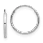 14K White Gold Hollow Tube 12mm Endless Hoop Earrings Madi K Children's Jewelry