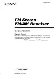 Sony STR-DE897 Amplifier / Receiver Owners Instruction Manual Printed or PDF