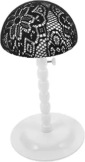 EXQUIMEUBLE Wig Stand with Lace Net Portable Metal Holder for Wigs and Hats Non Slip Display Stand for Styling and Drying Durable Storage Elegant Black Design