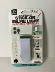 Selfshot Stick ON Selfie 3 LED Modes Rechargeable Light Mirro & KickStand