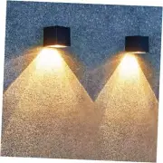Solar Wall Lights Outdoor,Square Modern Solar Wall Sconce Lights, IP65 Black