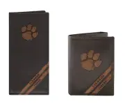 ZEP-PRO CLEMSON TIGERS Genuine Leather Debossed Wallet Checkbook or Trifold