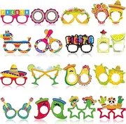 32 Pcs Mexican Fiesta Party Decorations Paper Eyeglasses Taco Party Cactus Pinata Cinco De Mayo Party Costume Photo Booth Props Favor for Taco Twosday Birthday Party Let's Fiesta Party Supplies