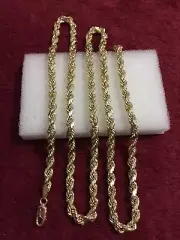 24 Inches 10kt Yellow Gold Rope Chain Lobster Lock Not Scrap 4mm