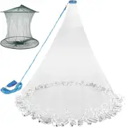 Neween Cast Net for Fishing, Heavy Duty Zinc Sinker, 3/8" Mesh, Multiple Sizes