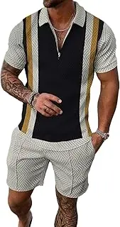 [NEUJD] Summer Men's two piece short set outfits fashion Shirt Suits Printing T shirt with shorts.Men's 2 Piece Summer。, 3, 3X-Large