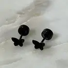 Flatback flat back butterfly black stainless steel stud earring tragus helix