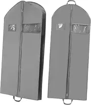 STOBAZA 2Pcs Non Woven Garment Bags for Storage Dustproof Clothes Covers for Hanging Suits Dresses Costumes for Travel and Home Organization Grey