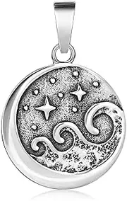 MATERIA by Matthias Wagner Wellen Anhänger Silber 925 rund mit Mond und Sterne für Damen