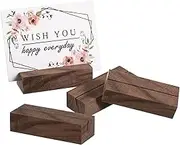 12pcs Rustic Wood Place Card Holders Tabletop Sign Display Stands for Menus Secure and Space Efficient Table Card Stands for Events and Decor