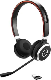 Jabra Evolve 65 SE Link380a MS Stereo- Bluetooth Headset with Noise-Cancelling Microphone, Long-Lasting Battery and Dual Connectivity - Works with All Other Platforms - Black