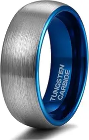 [TRUMIUM] Tungsten Carbide Ring Engraved I Love You 6mm 8mm Blue/Black/Silver Men Women Wedding Band Size 4-15