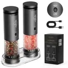 Bundled 2-Speed Electric Salt and Pepper Grinder Set Rechargeable, 6 External Ad