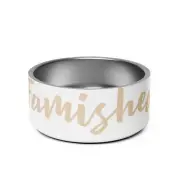 “Famished” In Tan Lettering W/ White Background Pet Food and/or Water Bowl