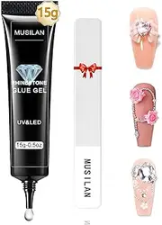 MUSILAN Nail Rhinestone Glue, Gel Nail Glue for Rhinestones for 3D Nails Super Strong Rhinestone Glue for Nail Beads Stickers Stones Crystals Diamond Art Jewels 3D Decorations Nails Tools, Cured Need