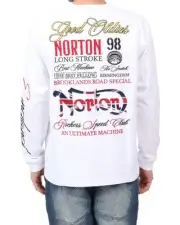 Norton Union Jack Embroidery Long Sleeve T-Shirt White XL Men's Women's Unisex