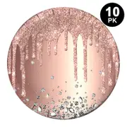 Rose Gold Diamond Theme 9 inch 23cm Plates 10PK - Kids Birthday Party Tableware