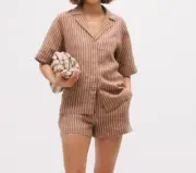 Seed Heritage Oversized Brown & Cream Oversized Linen Shirt BNWT Brand New 6-8