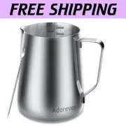 Ergonomic 66oz Milk Frothing Pitcher & Latte Art Pen - Rustproof Steel Design