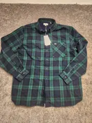 NWT Lacoste Plaid Shirt Jacket Shacket Black Watch Lumberjack French Flannel