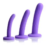 Strap U Tri-Play 3 Piece Silicone Dildo Set in Purple