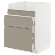 METOD / MAXIMERA base cb f HAVSEN snk/3 frnts/2 drws, white/Upplöv matt dark beige, 60x60x80 cm