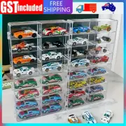 4PCS Clear Acrylic Display Case with Door for 1/64 Scale Toy Car Shelf Showcase