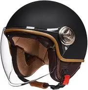 Open Face Vintage Vespa Motorcycle Helmet, DOT/ECE Approved Men Women 3/4 Half Motorbike Helmet with Visor, Lightweight Breathable Electric Half Helmet D