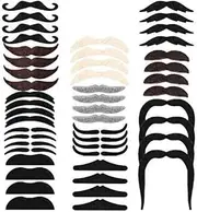 Whaline 48 Pieces Fake Moustache Self Adhesive Novelty Moustaches Party Favours Costume Performance