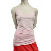 Jo & Co Pink V-Neck Camisole Women's Size Medium Space-Dye Spaghetti Straps