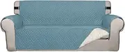 PrinceDeco Sofa Slipcover Reversible Sofa Cover Furniture Protector Water Resistant Couch Cover with Elastic Straps, Washable Couch Cover for Kids Dogs Pets (XL 3 Seater, Stone Blue and Beige)