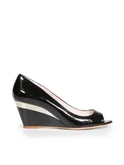Black Patent Leather Wedge Heels