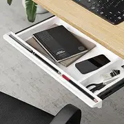 [OIKITURE] Standing Desk Drawer, Under Desk Drawer Pull-Out Drawer Sliding Tray Storage Organizer, White