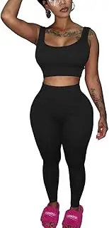 [HTD] 2 Piece Outfits For Women Casual Matching Sets Sleeveless Jogger Set Tracksuit
