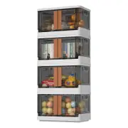 Catzon 4 Pcs Collapsible Storage Bins with Lids & Doors for Kitchen Bathroom