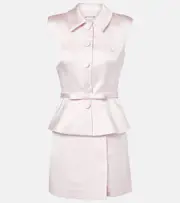 [Self-Portrait] Self-Portrait Peplum satin minidress AU 14 pink