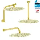 KYLINS WELS Brushed Gold 12" Rainfall Shower Head Set Gooseneck Ceiling Wall Arm