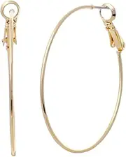 Rosemarie Collections Demi Precious Fine Gold And Silver Plated Thin Wire Hoops With Hypoallergenic Lever Backs Classic Earrings